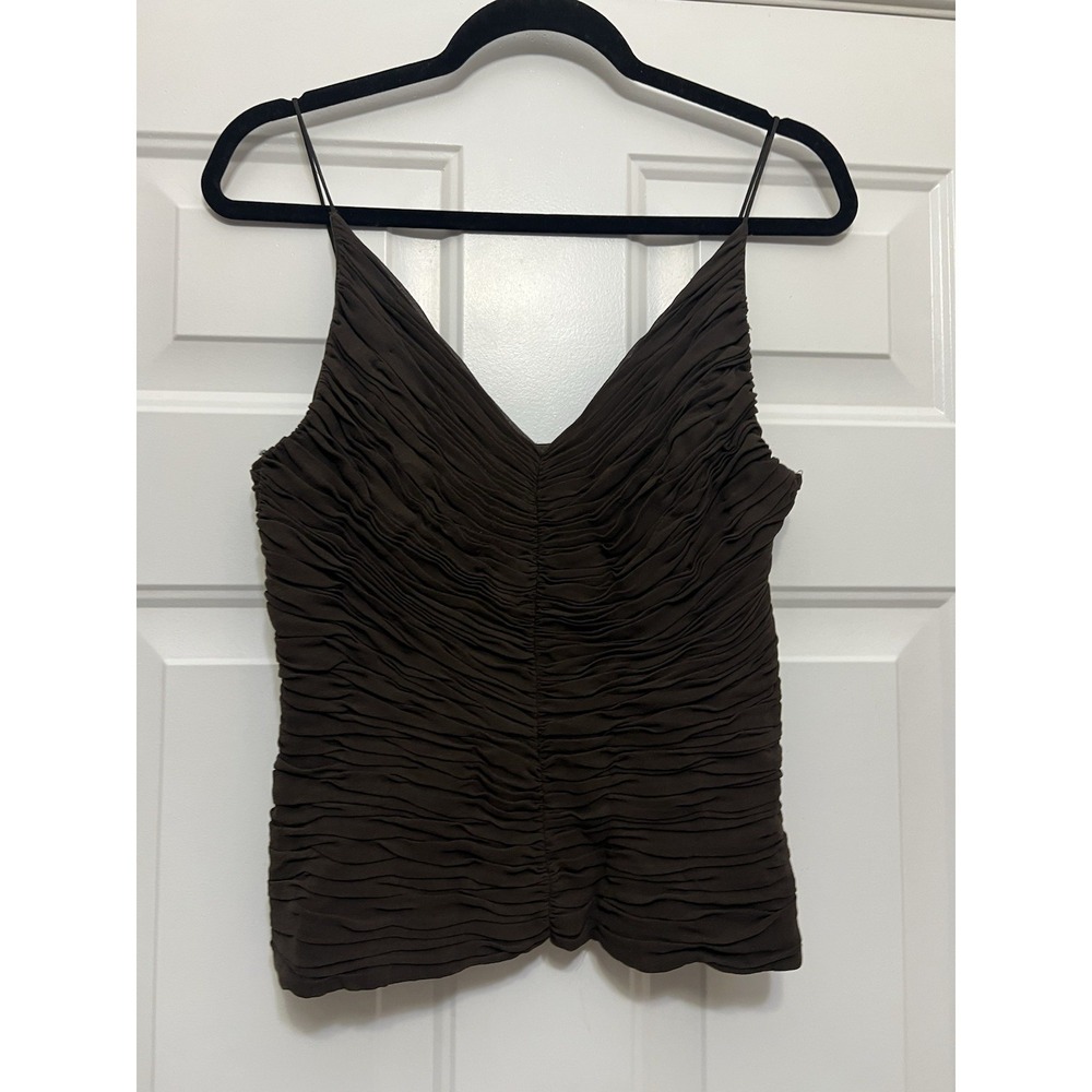 Y2K 100% Silk Black Princess Blouse Size 8 Goth Tank Top Shirt Cami Evening